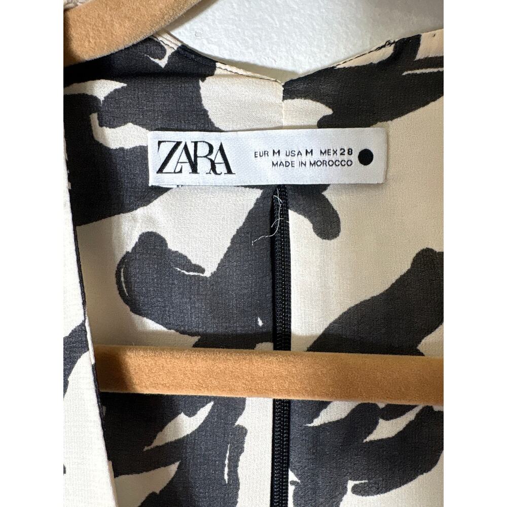 Zara Black White Sleeveless V-Neck Flowy Maxi Dress sz M - Picture 2 of 3